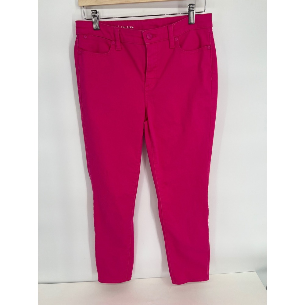Talbots Slim Ankle Pants Womens Hot Pink Stretch Twill 5-Pocket‎ Tapered Leg